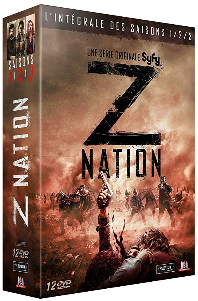 Coffret DVD. Titre 'Z Nation'. Horde de zombies en arrière-plan, personnage tenant une arme.