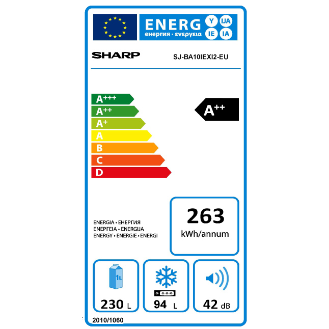 SHARP SJ-BA10IEXI2-EU NO FROST kombinált hűtőszekrény