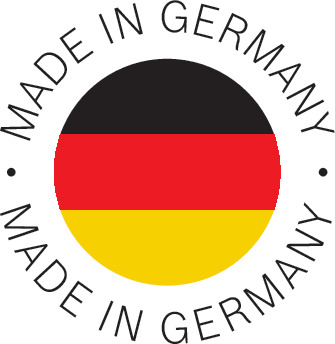 Made in Germany, Kreislogo. Schwarze, rote und gelbe Farben.