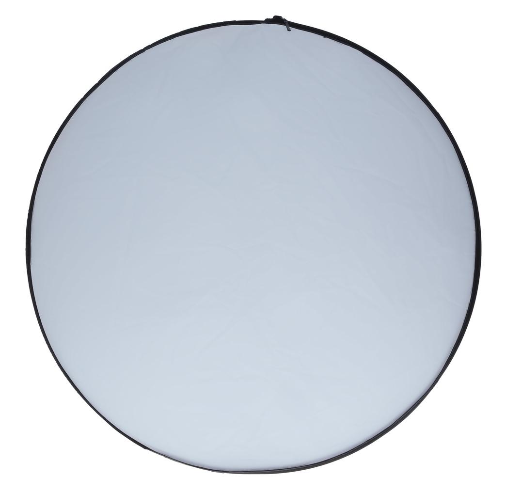 White and black circular reflector for photography.
