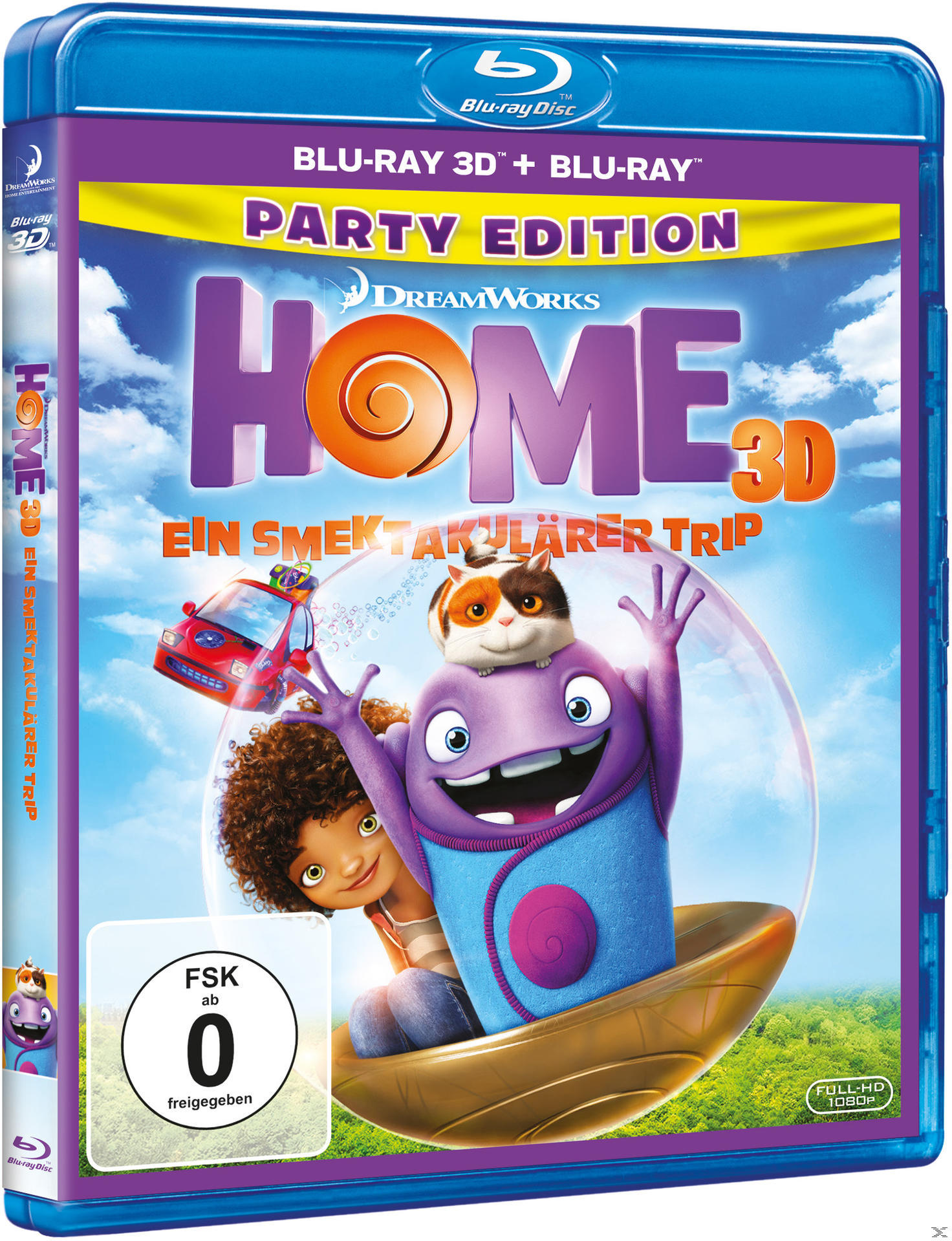 Blu-ray-Disc-Hülle mit Zeichentrickfiguren und Text in verschiedenen Farben auf blauem Hintergrund.