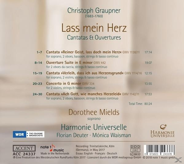 Rückseite eines CD-Covers mit Details zu Musikpartituren, Sopran und Musiktext.