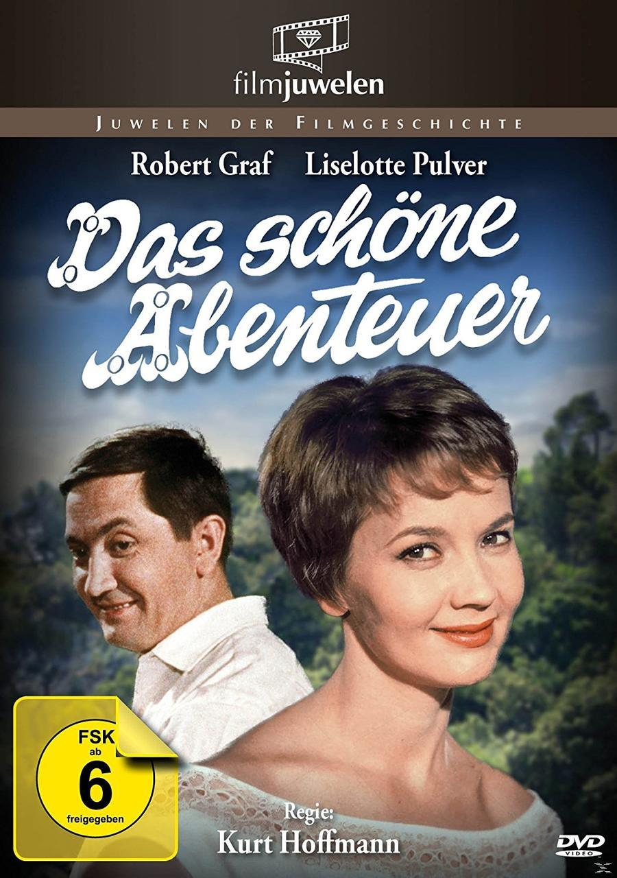 DVD-Hülle von 'Das schöne Abenteuer'. Ein lächelndes Paar. Grüner Hintergrund.