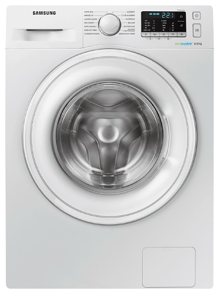 Lavadora carga frontal - Samsung WW80J5555DW/EC, 8KG, 1400 rpm, Ecobubble, Clase A+++, Blanco