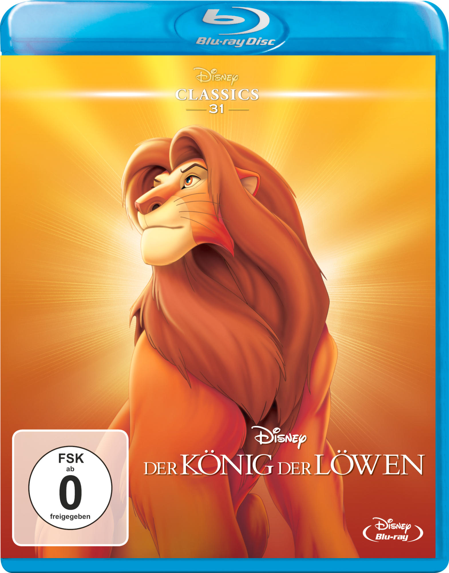 Die König der Löwen Blu-ray Disc Hülle. Simba ist auf dem Cover.