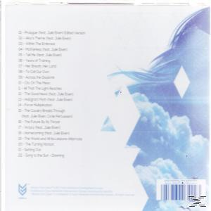 Rückseite einer CD mit Titelliste und blau-weißem Design.