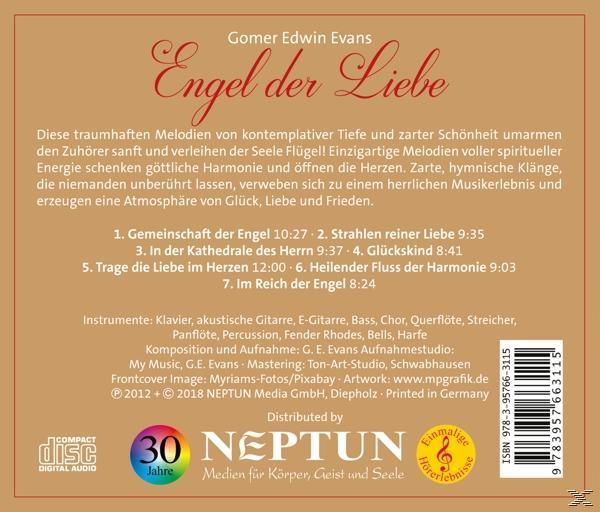 CD-Cover, goldener Hintergrund. Text: Engel der Liebe. Noten. Compact Disc Digital Audio Logo.