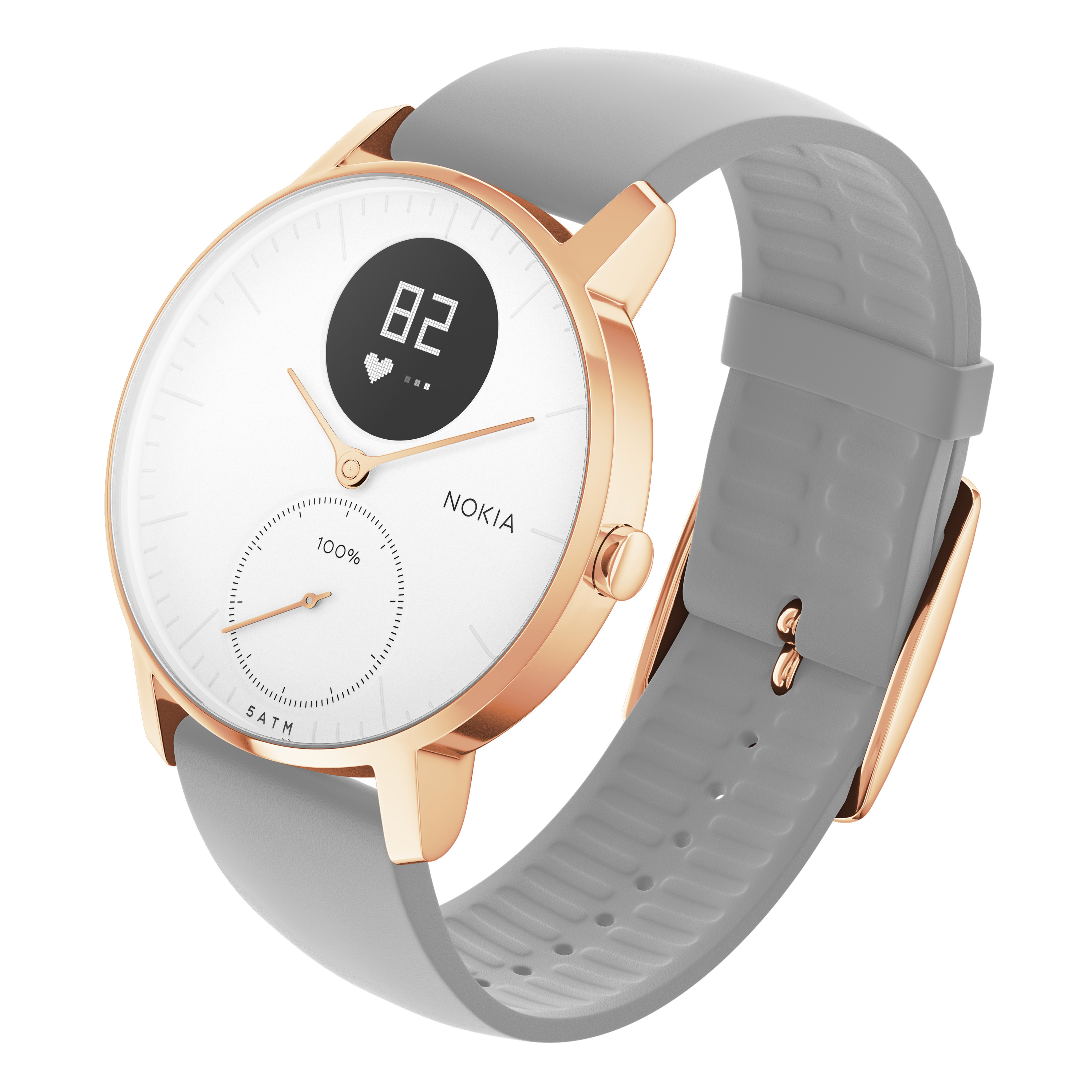NOKIA Steel HR Smartwatch Silikon, 36 mm, Rosegold/Grau