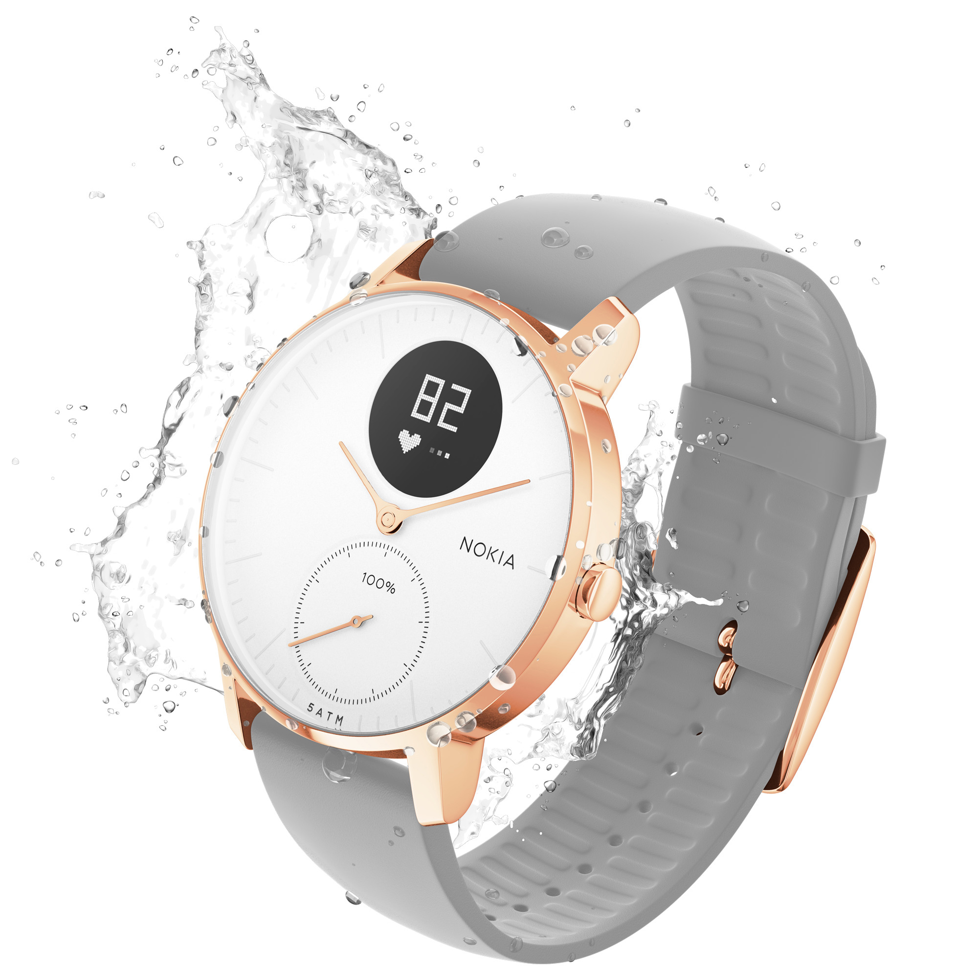 NOKIA Steel HR Smartwatch Silikon, 36 mm, Rosegold/Grau