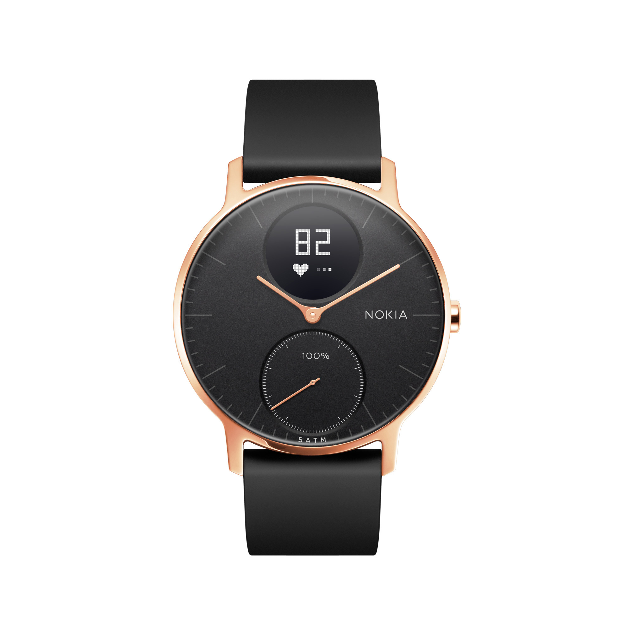 NOKIA Steel HR Smartwatch Silikon, 36 mm, Rosegold/Schwarz