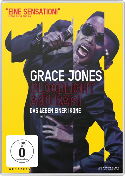 DVD-Cover von Grace Jones. Das Bild ist eine Montage ihres Gesichts. Fettgedruckter roter Text benennt den Film.