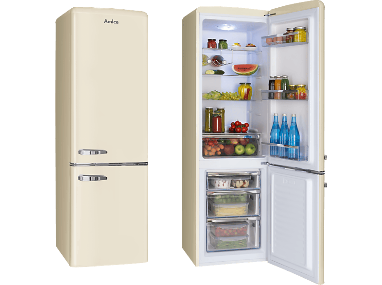 AMICA KGCR 387 100 B Retro Edition Kühlgefrierkombination (E, 244 l, 1810 mm hoch, Beige)