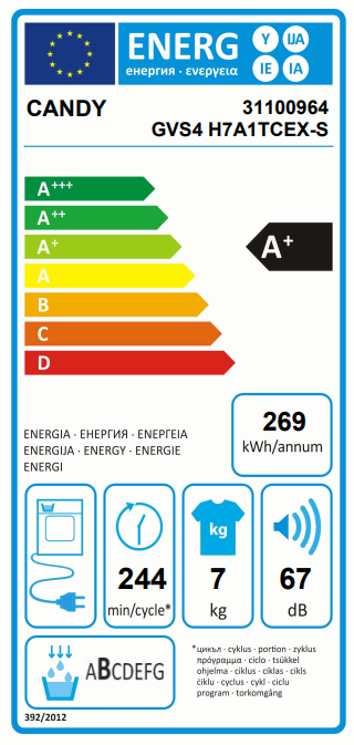 CANDY GVS4 H7A1TCEX-S Hőszivattyús keskeny szárítógép