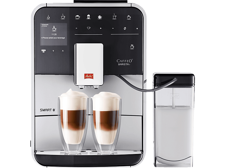 Melitta F83/0-101 Barista Smart Kaffeevollautomat (Silber, Kegelmahlwerk, 15 bar, Milchschlauch)