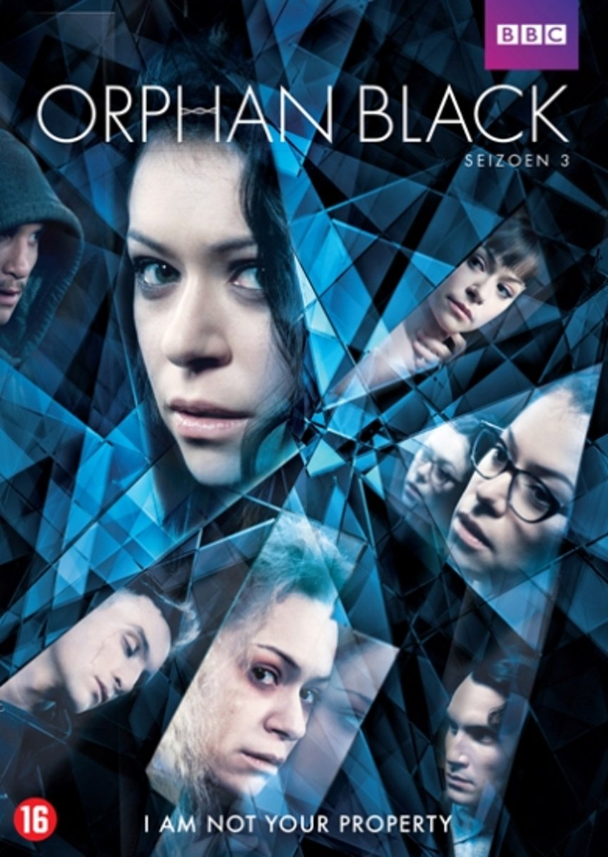Couverture du DVD de la saison 3 d'Orphan Black. Comprend le visage d'une femme et d'autres visages.