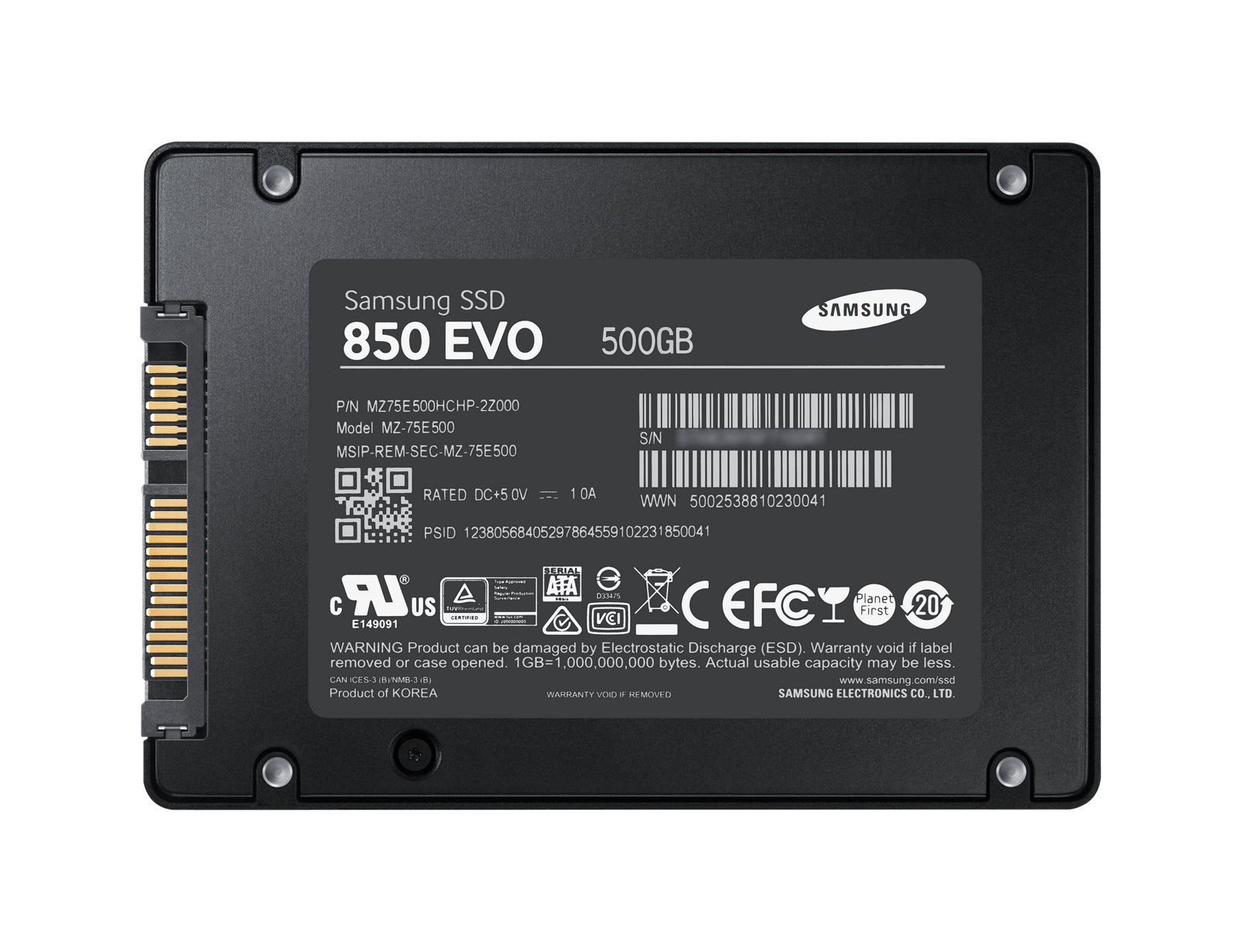 SAMSUNG 850 EVO Festplatte, 500 GB SSD SATA 6 Gbps, 2,5 Zoll, intern