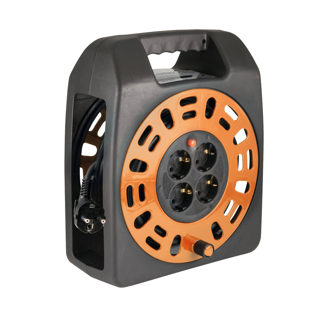 HOME HJR 3-20 Kábeldob, 4 földelt aljzat, 20m