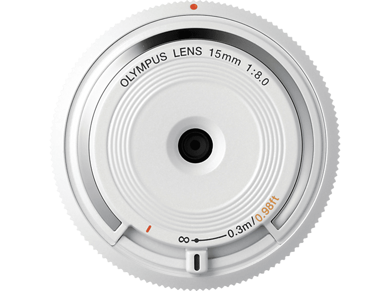 OLYMPUS BCL 1580 Body Cap 15 mm - 15 mm f/8 (Objektiv für Micro-Four-Thirds, Weiß)