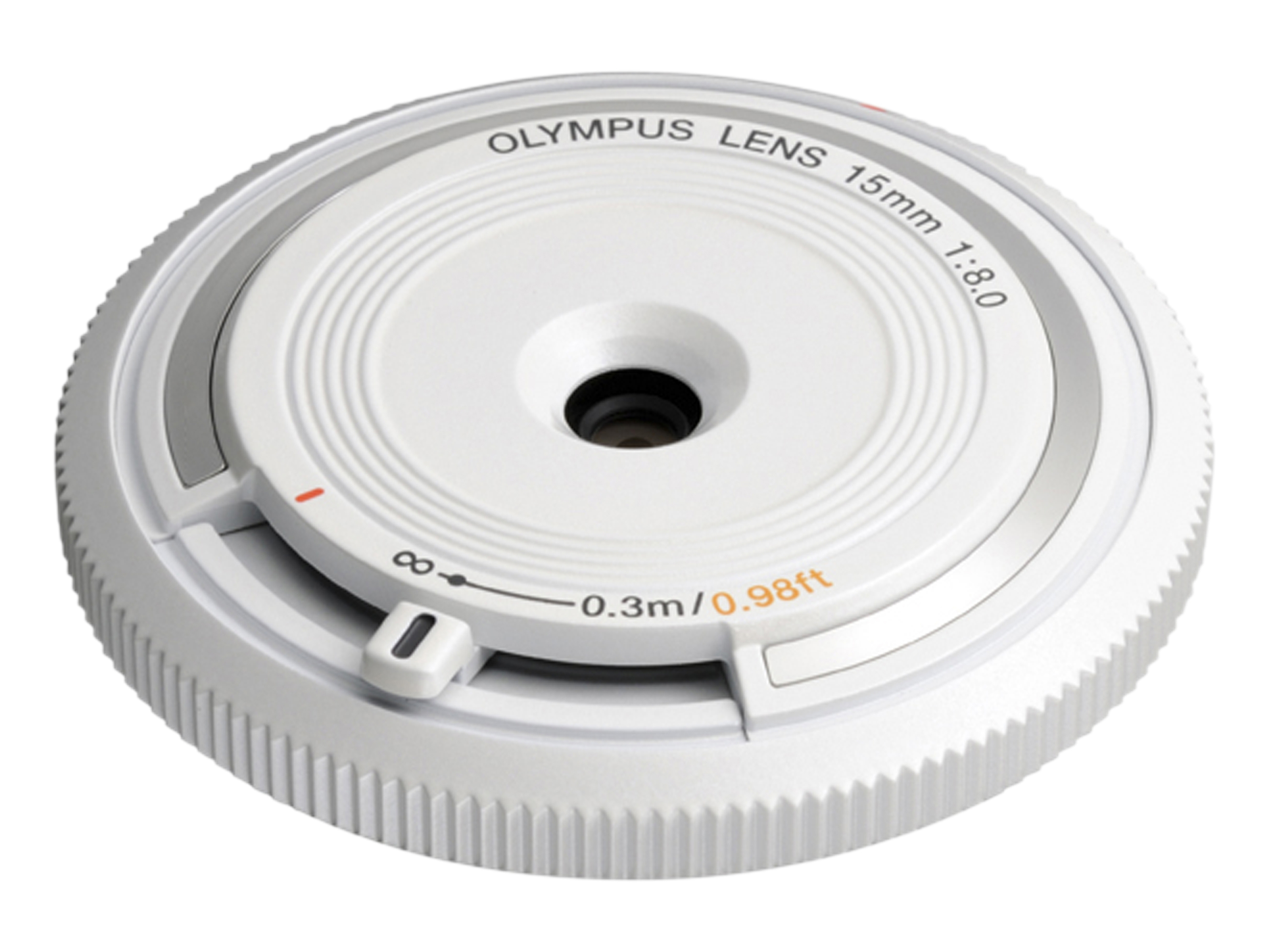 OLYMPUS BCL 1580 Body Cap 15 mm - 15 mm f/8 (Objektiv für Micro-Four-Thirds, Weiß)