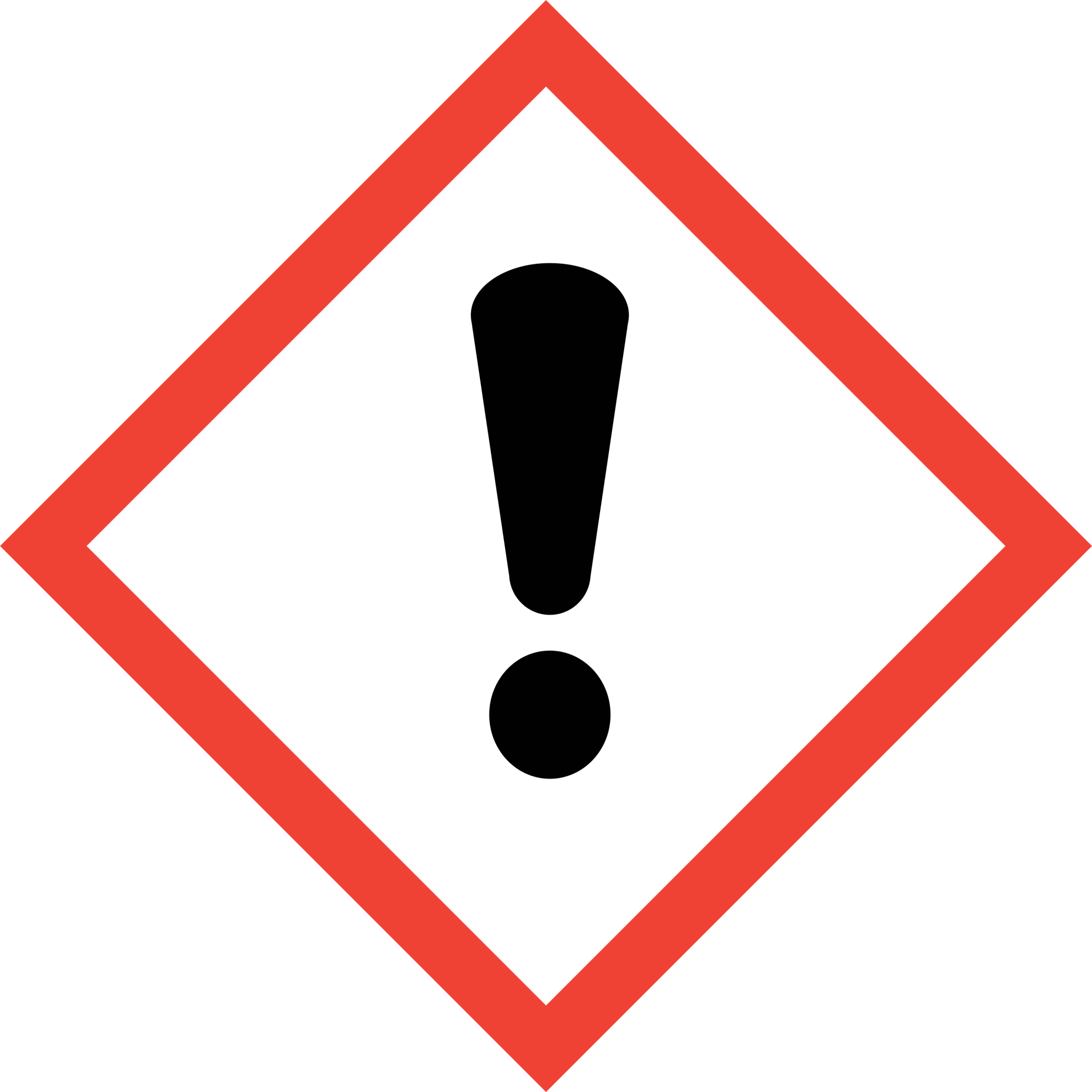 Rote Diamantform mit schwarzem Zentrum.