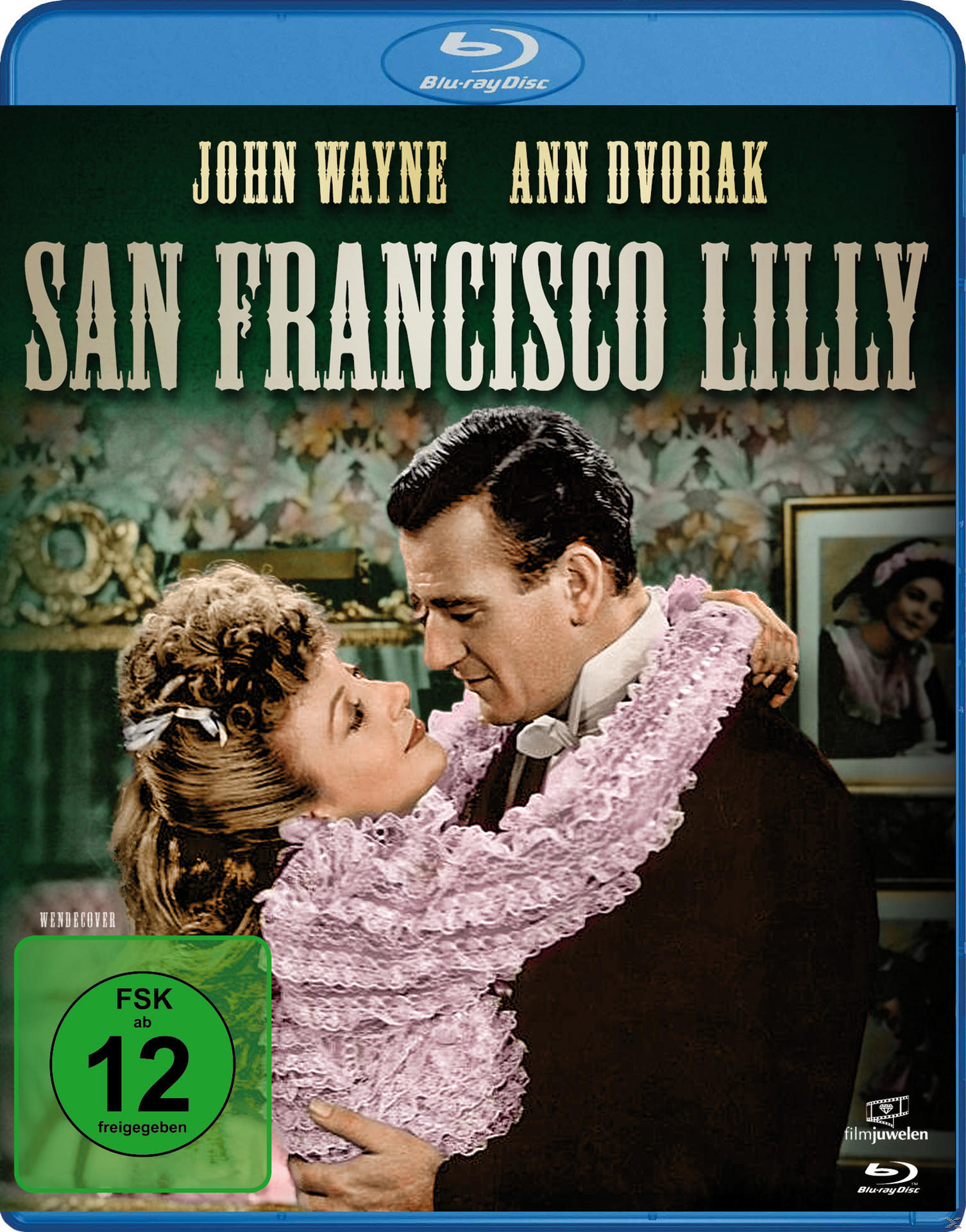 Blu-ray-Cover: John Wayne und Ann Dvorak in einer romantischen Umarmung. Titel: San Francisco Lilly.