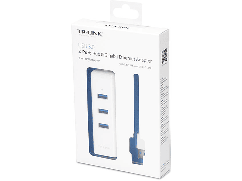 TP-LINK UE330 USB 3.0 3 Port Hub Ve Gigabit Ethernet Adaptör 2'si 1 Arada USB Adaptör_3