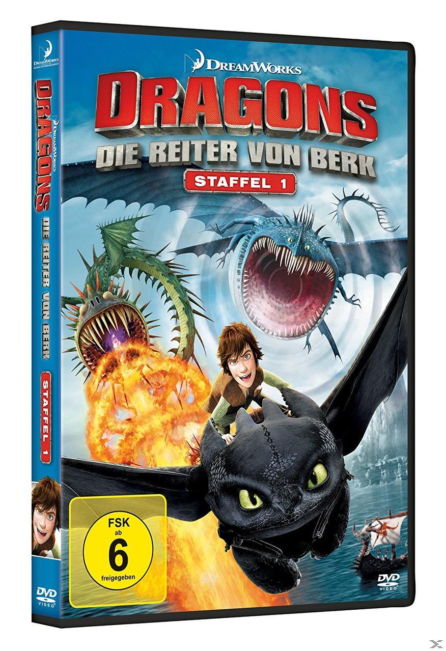 DVD-Cover für Drachen: Die Reiter von Berk, zeigt Charaktere und einen Drachen. Die Disc ist auf Deutsch.