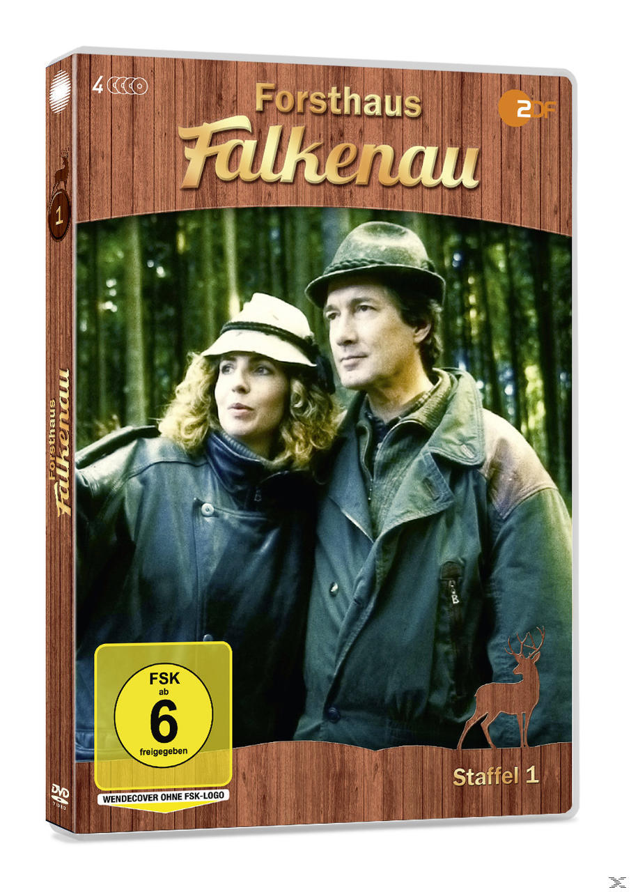 DVD-Cover von 'Forsthaus Falkenau'. Ein Mann und eine Frau in Waldumgebung. Das Cover ist in Brauntönen gehalten.