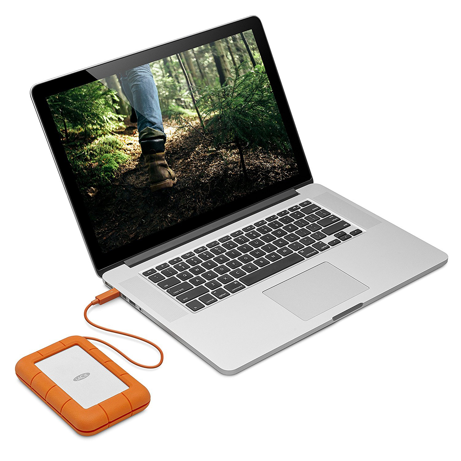 LACIE Rugged Thunderbolt USB-C Festplatte, 5 TB HDD, 2,5 Zoll, extern, Silber/Orange