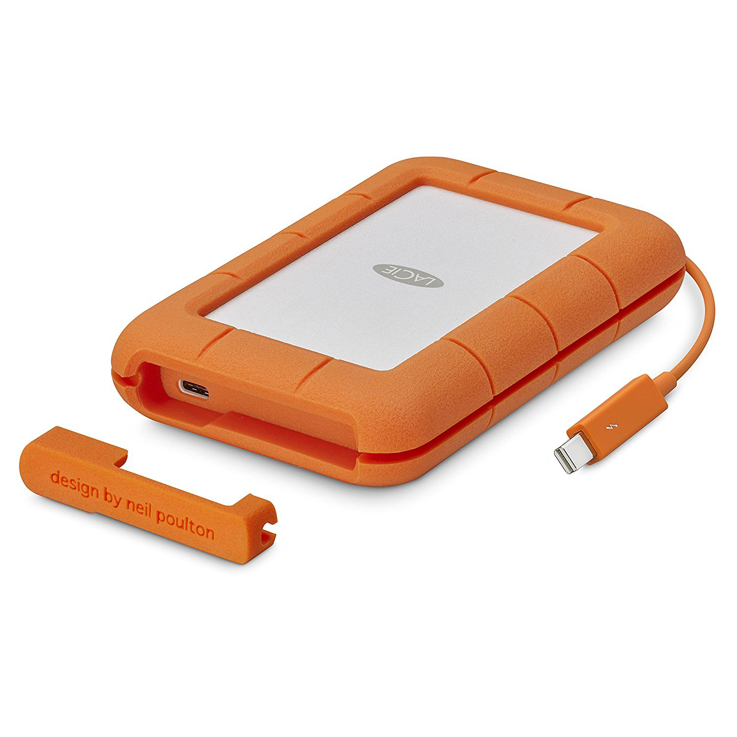 LACIE Rugged Thunderbolt USB-C Festplatte, 2 TB HDD, 2,5 Zoll, extern, Silber/Orange