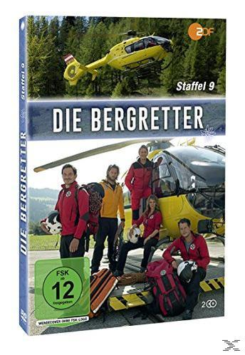 DVD-Cover einer Sendung über Bergrettung mit Personen und einem Hubschrauber.