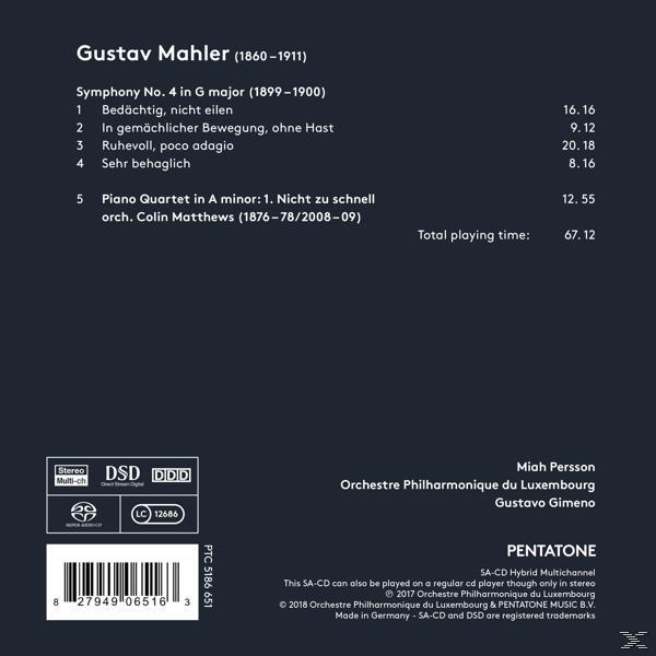 Rückseite der CD-Hülle mit musikalischen Details. Enthält Text, Trackliste und Orchesterdetails.