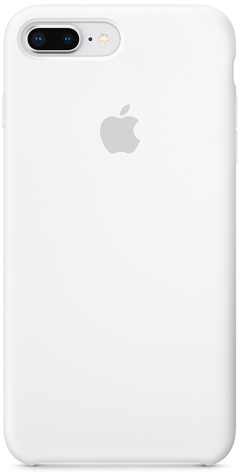 Witte achterkant van iPhone 8 Plus met Apple-logo. Dubbele camera en flits zichtbaar.
