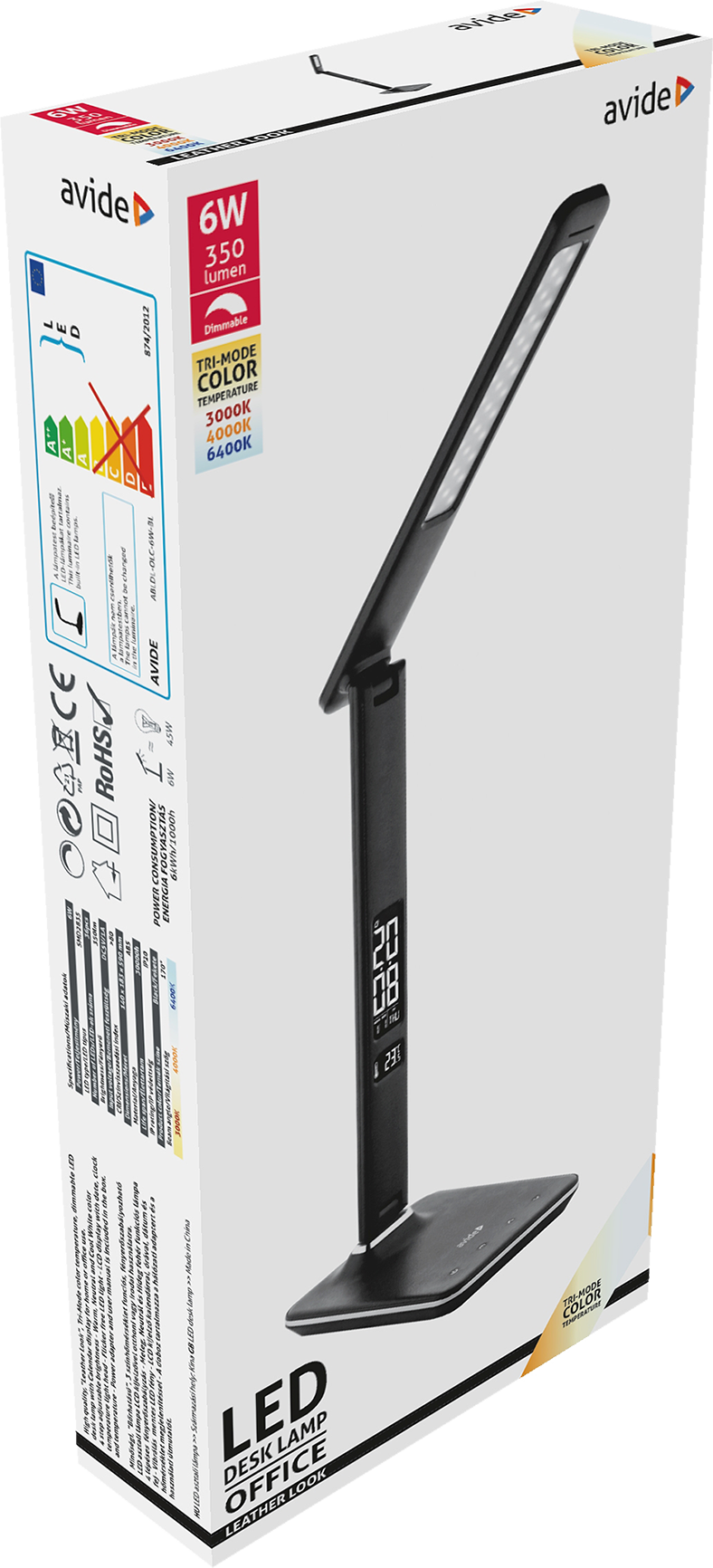 AVIDE ABLDL-OLC-6W-BL irodai bőrhatású LED asztali lámpa 6W, fekete