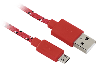 HAMA Micro USB piros szövet adatkábel 1m (20077)