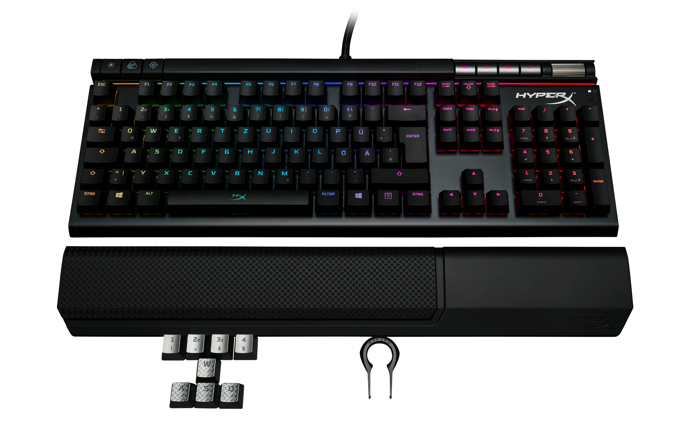 HYPERX Alloy Elite RGB-MX, Gaming Tastatur, Mechanisch, Cherry MX Red, kabelgebunden, Schwarz
