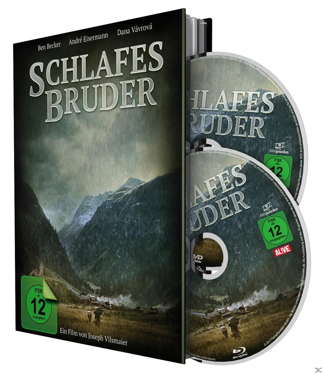 DVD-Set: 'Schlafes Bruder'-Filmcover, geöffnet, um Discs zu zeigen. Berglandschaft und Text sind sichtbar.