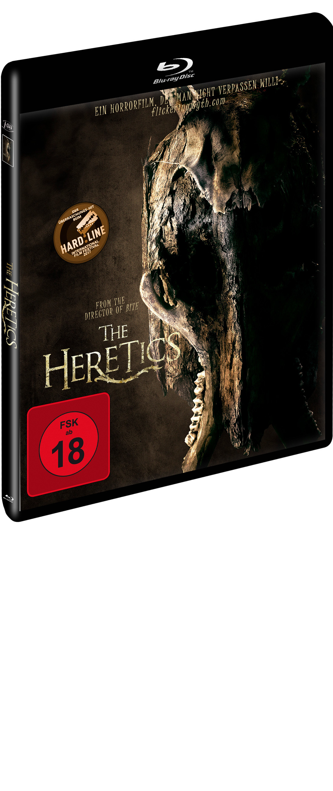 DVD-Cover von The Heretics, mit einem Gesicht einer Person.