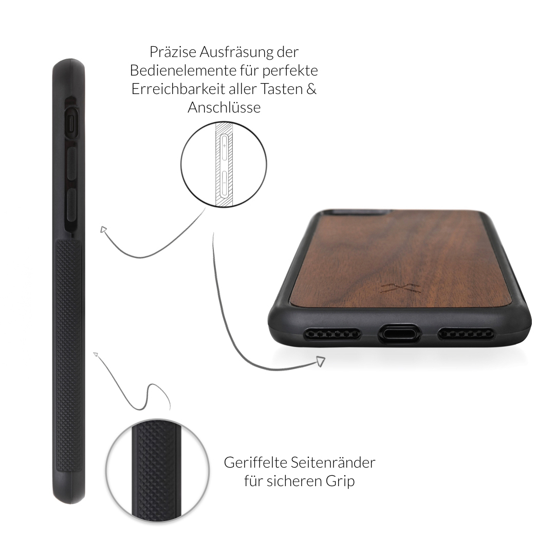WOODCESSORIES EcoBumper, Backcover, Apple, iPhone 6, iPhone 6s, Walnuss/Schwarz