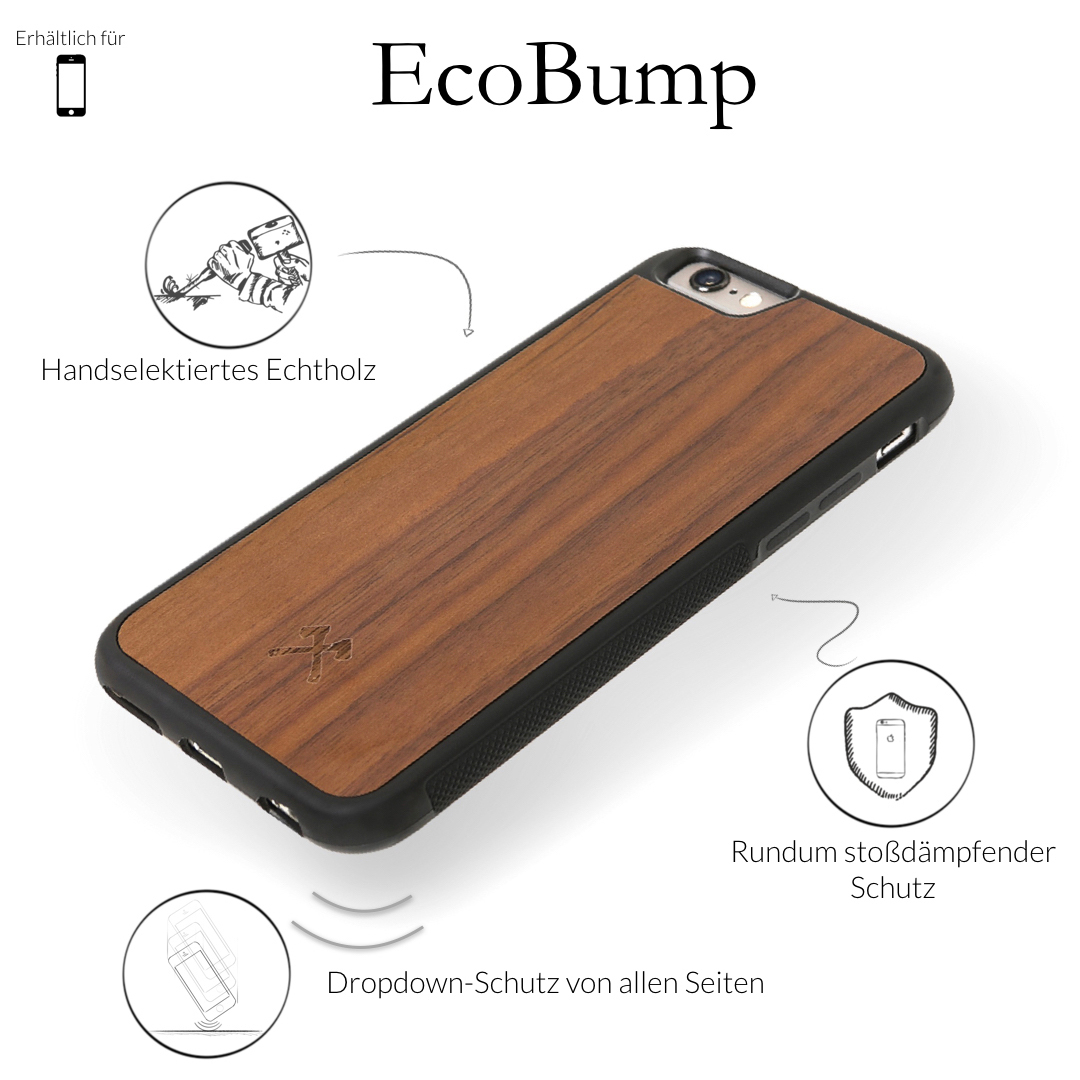 WOODCESSORIES EcoBumper, Backcover, Apple, iPhone 6, iPhone 6s, Walnuss/Schwarz