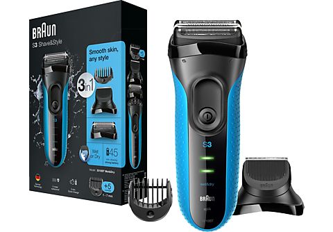 Rasierer BRAUN Series 3 Shave&Style | 3010BT Rasierer Schwarz/Blau (Wet &  Dry, Reinigungsstation: Nein) - MediaMarkt