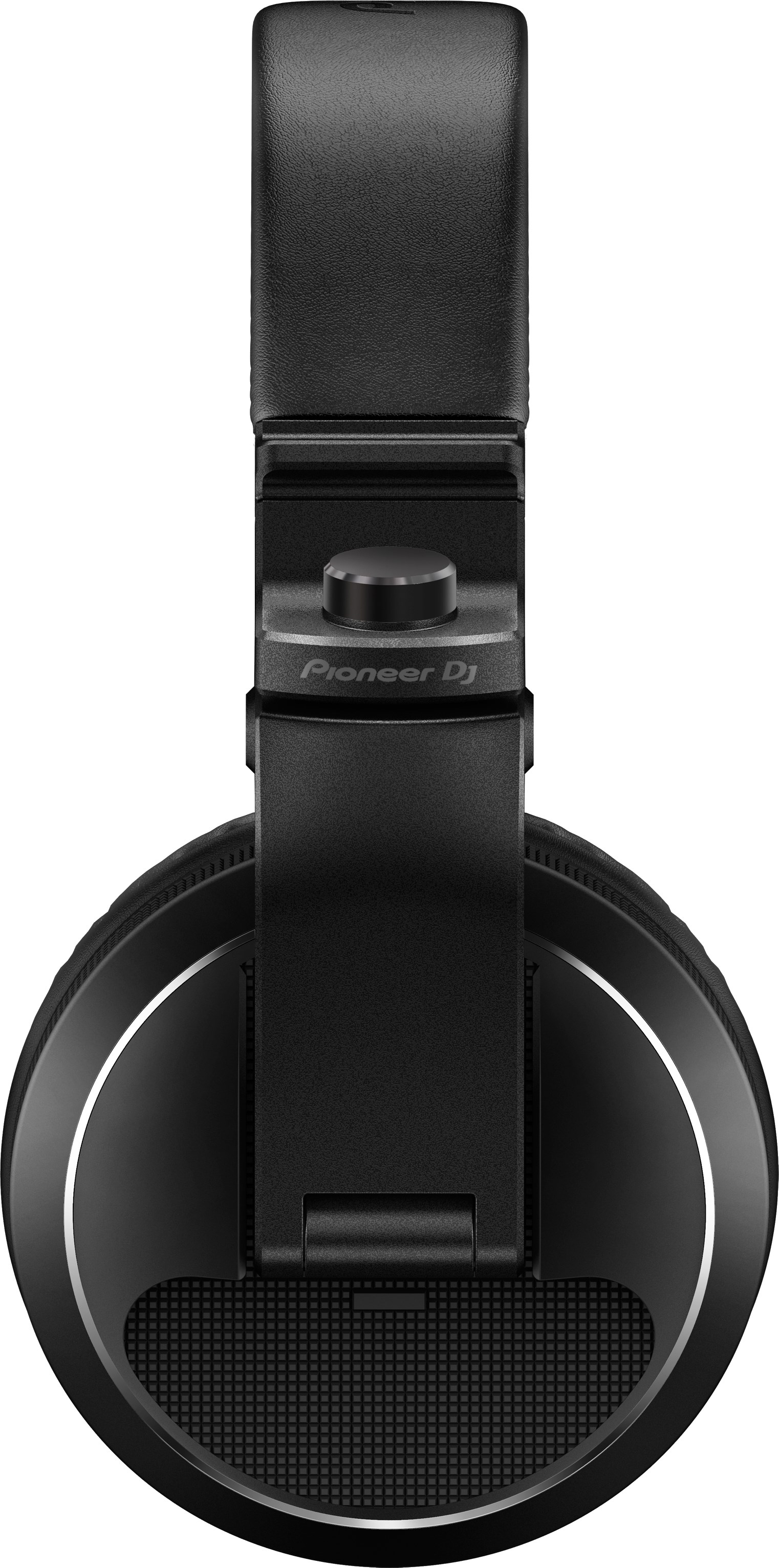 Zwarte Pioneer DJ-koptelefoon, gecentreerd. Zilveren accenten, opvouwbaar.