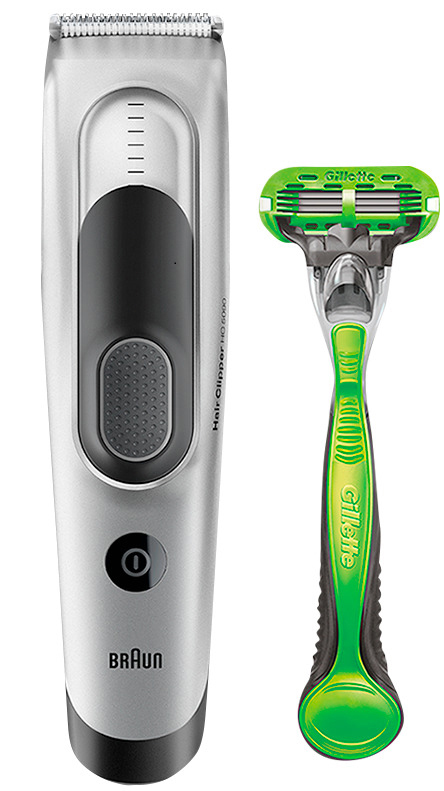 BRAUN HC 5090 + Gillette Rasierer Haarschneider Silber 