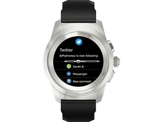 MYKRONOZ ZeTime Original - Smartwatch (18 mm, Silicone, Nero/argento)