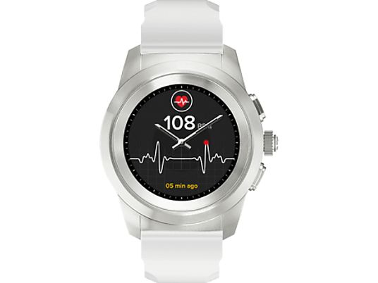 MYKRONOZ ZeTime Original - Hybrid Smartwatch (22 mm, Silikon, Weiss / Silber)