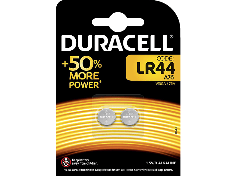 1.5 LR44 Specialty Batterie, 2 DURACELL Stück Volt Alkaline,