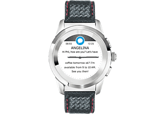 MYKRONOZ MYKRONOZ ZeTime Premium - Smartwatch ibrido - Con lancette analogiche - Nero/Argento - Smartwatch (18 mm, Acciaio inossidabile, Nero/argento)