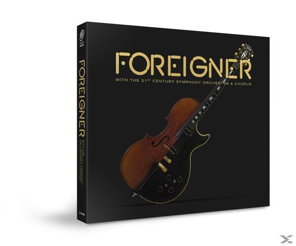 Albumcover von Foreigner. Schwarzer Hintergrund mit goldenem Text. Gitarren- und Geigenhybrid. Weißer Hintergrund.