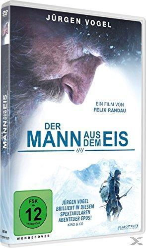 DVD-Cover mit dem Gesicht eines Mannes, Titel "Der Mann aus Eis". Grünes FSK 12 Logo.