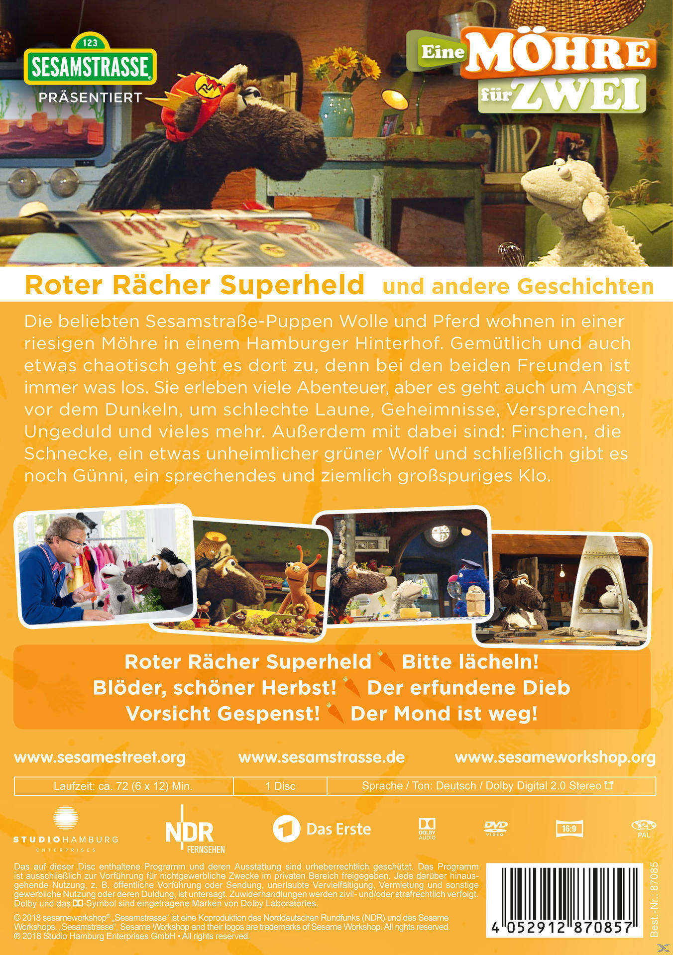 DVD-Cover mit deutschem Text und Zeichentrickfiguren. Es enthält einen Titel und ein paar Bilder.
